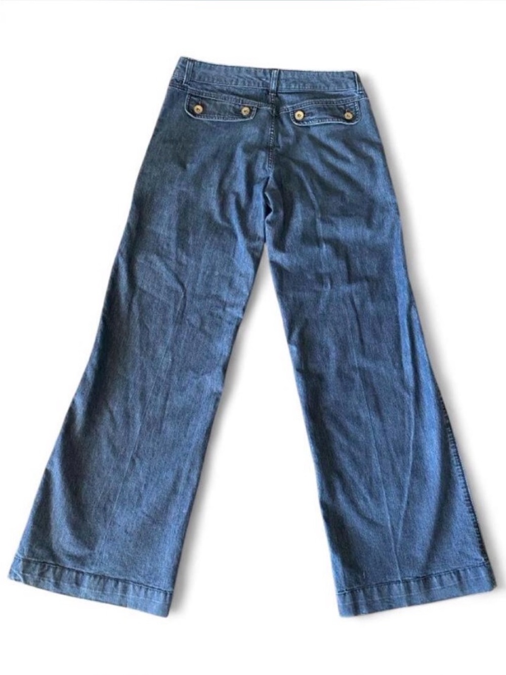 Lee One True Fit Wide Leg Jeans 12 Long Dark Wash Floral Waistband - Picture 3 of 9